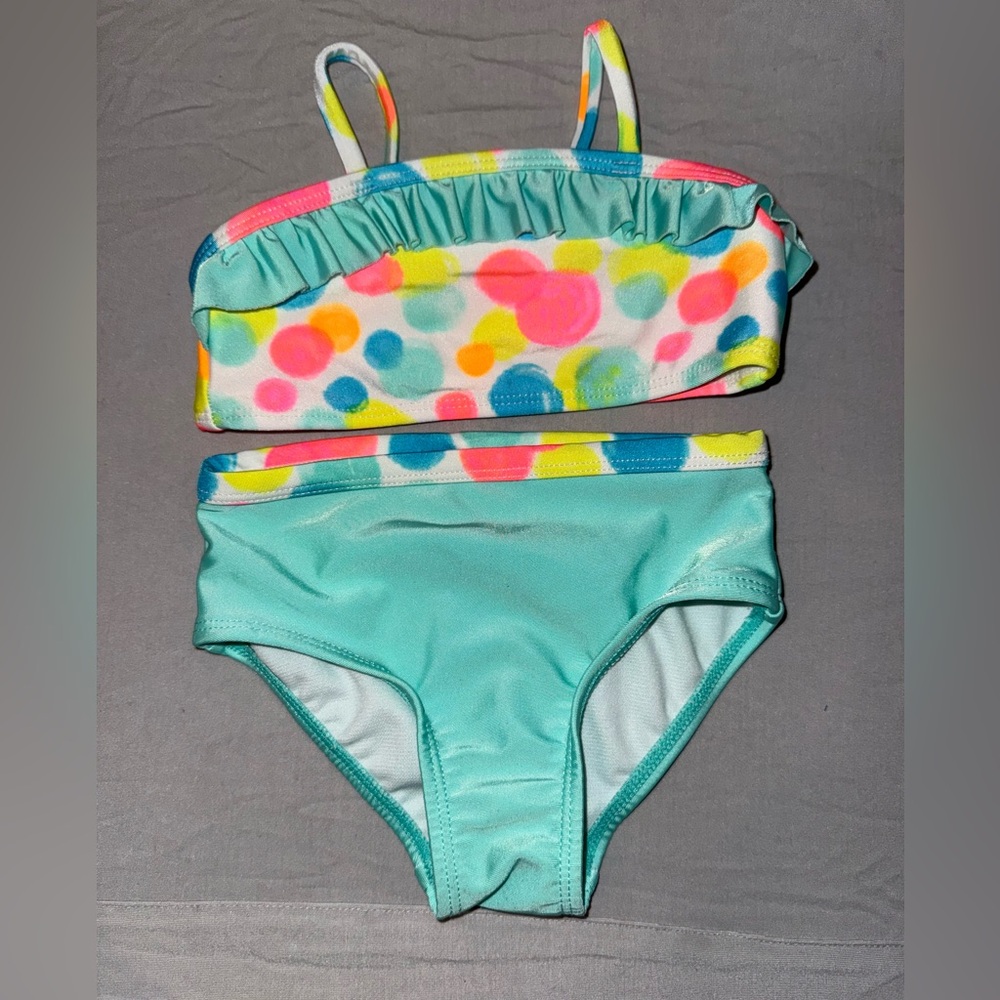 healthtex Aqua Two-Piece Bikini with Neon Multicolor Dot Top
